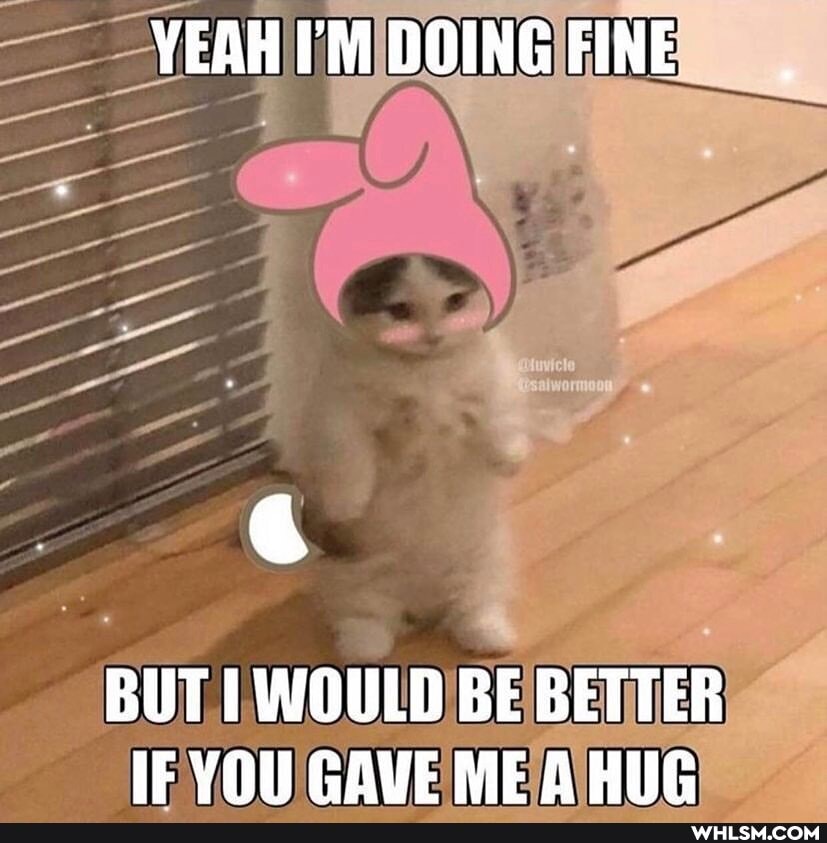 YEAH I'M DOING FINE
BUT WOULD BE BETTER VOU GAVE MEAHUG
