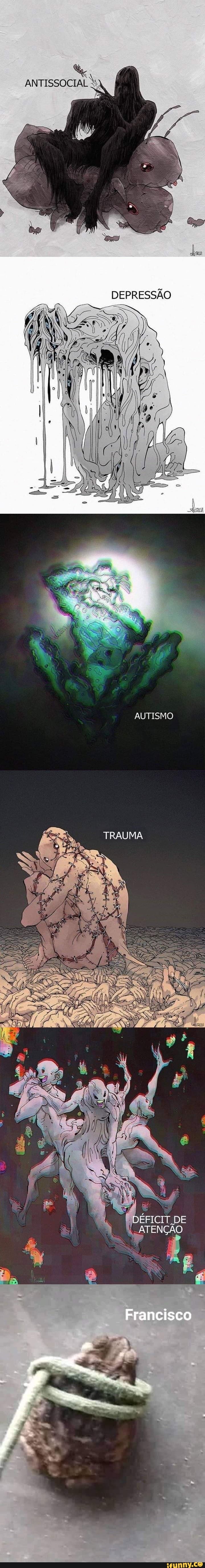 ANTISSOCIAL
DEPRESSÃO
AUTISMO
TRAUMA
DÉFICIT DE
ATENÇÃO Francisco