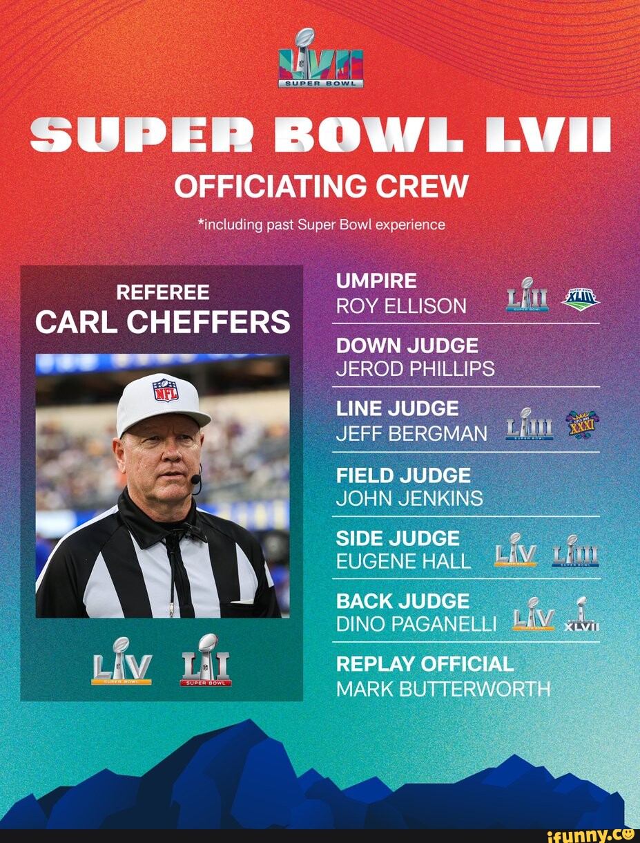 SUPER BOWL LVII OFFICIATING CREW *including past Super Bowl experience