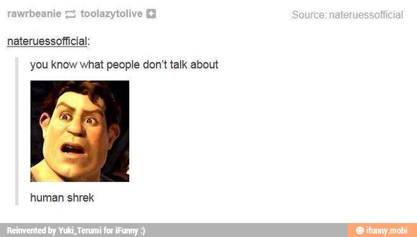 you know what people don't talk about
k
human shrek