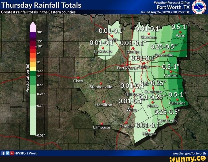 Thursday Rainfall Totals "Fort Fort Worth, TX TX Fort Worth, TX Issued