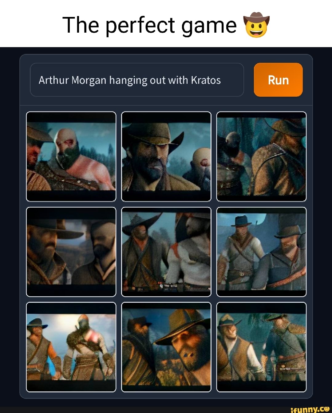 The perfect game Arthur Morgan hanging out with Kratos Run GA - )