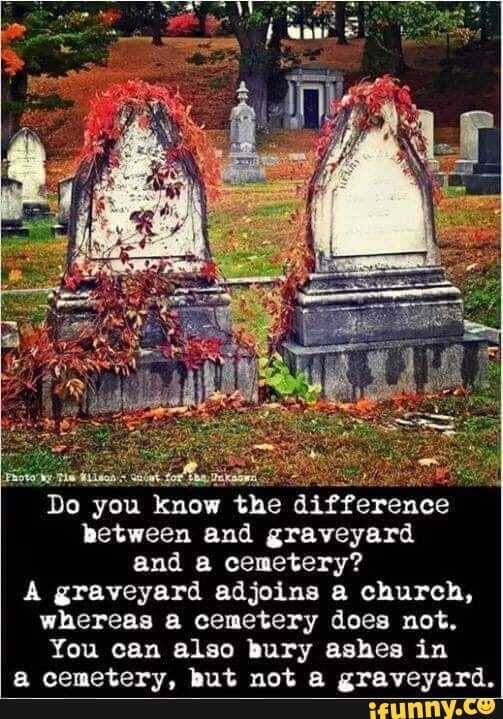 Do you know the difference between and graveyard and a cemetery? A