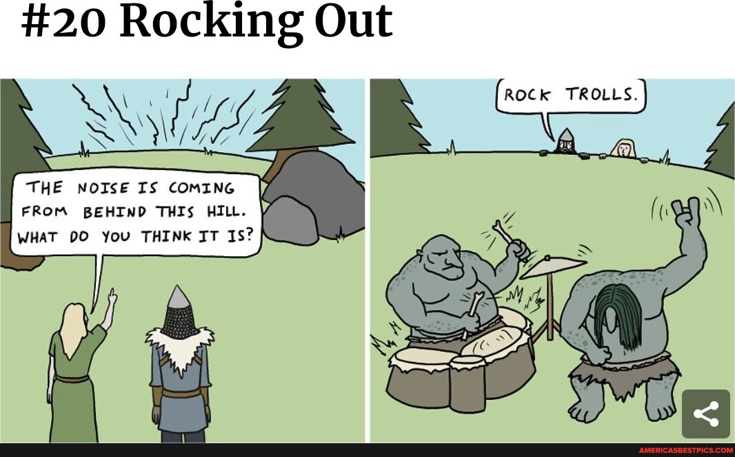 20 Rocking Out Rock Trolls The Noise Is Coming From Behind This Hill What Do You Think It Is 