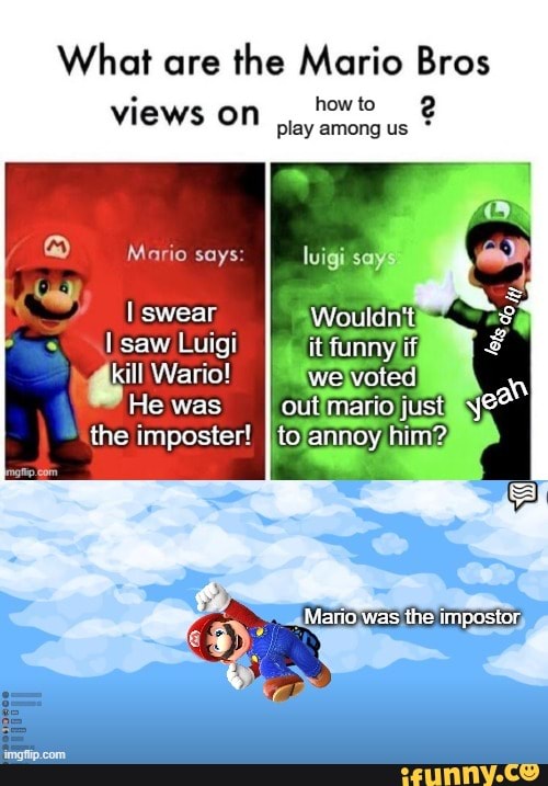 What are the Mario Bros views on now Mario says: luigi swear Wouldn't ...