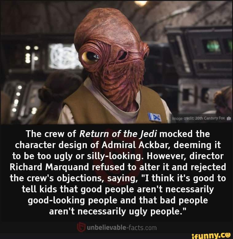 Ee We WHE of The crew of Return of the Jedi mocked the character design