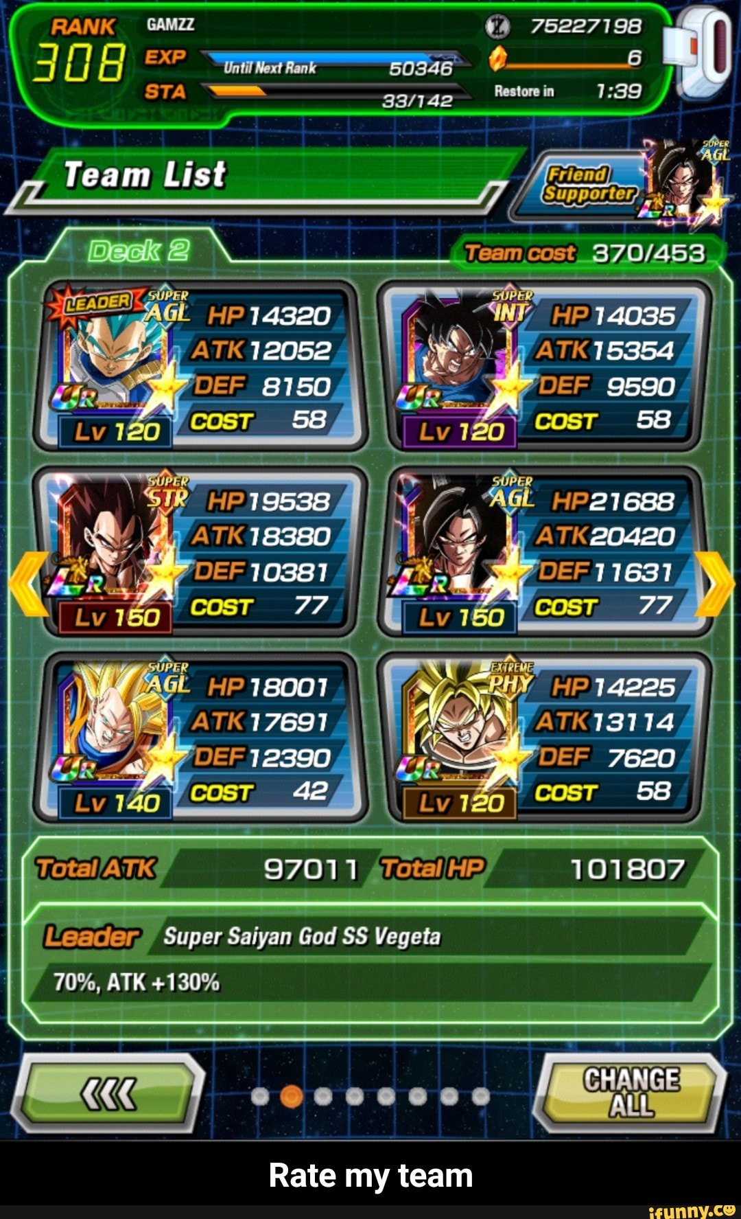 Rate my team Total ATK 9701 1 Total HP 'I 01 807 