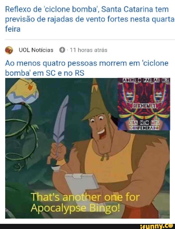 Reflexo de 'ciclone bomba; Santa Catarina tem
previsão de rajadas de vento fortes nesta quarta
feira
Ao menos quatro pessoas morrem em 'ciclone
bomba' em SC eno RS