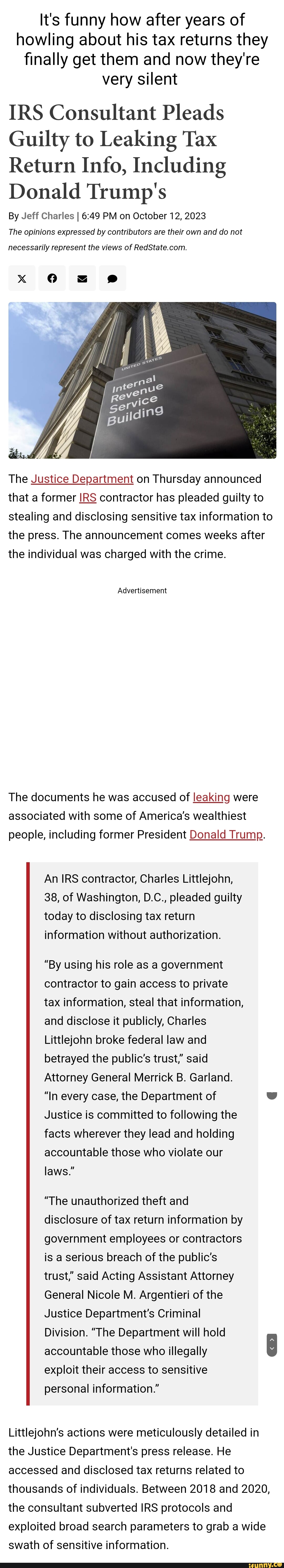 It's funny how after years of howling about his tax returns they