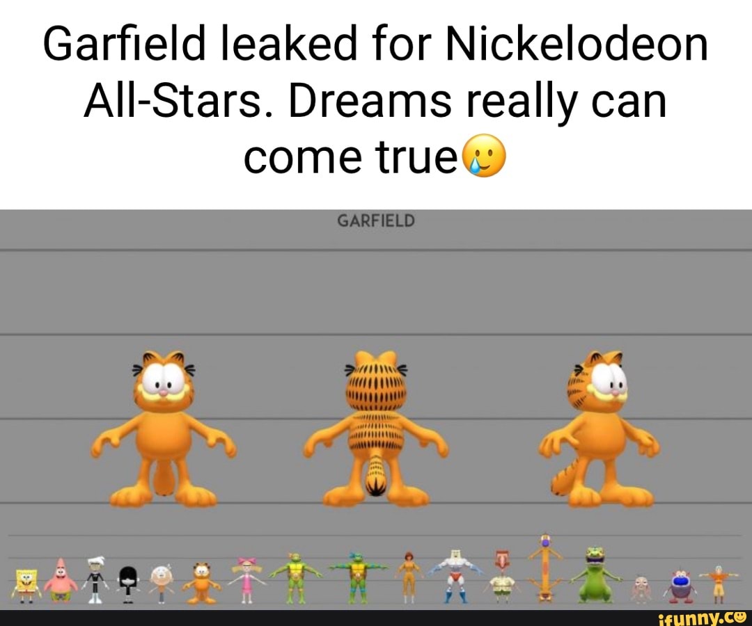 Garfield leaked for Nickelodeon AllStars. Dreams really can come true