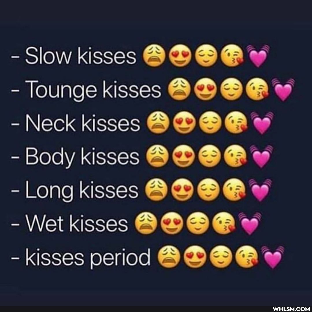- Slow kisses
- Tounge kisses
- Neck kisses
- Body kisses
- Long kisses
- Wet kisses
- kisses period