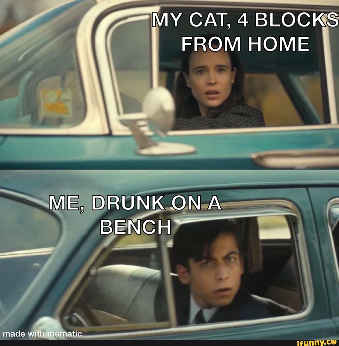 MY CAT, 4 BLOCKS FROM HOME
ME, DRUNK ONA BENCH
mace with mematic