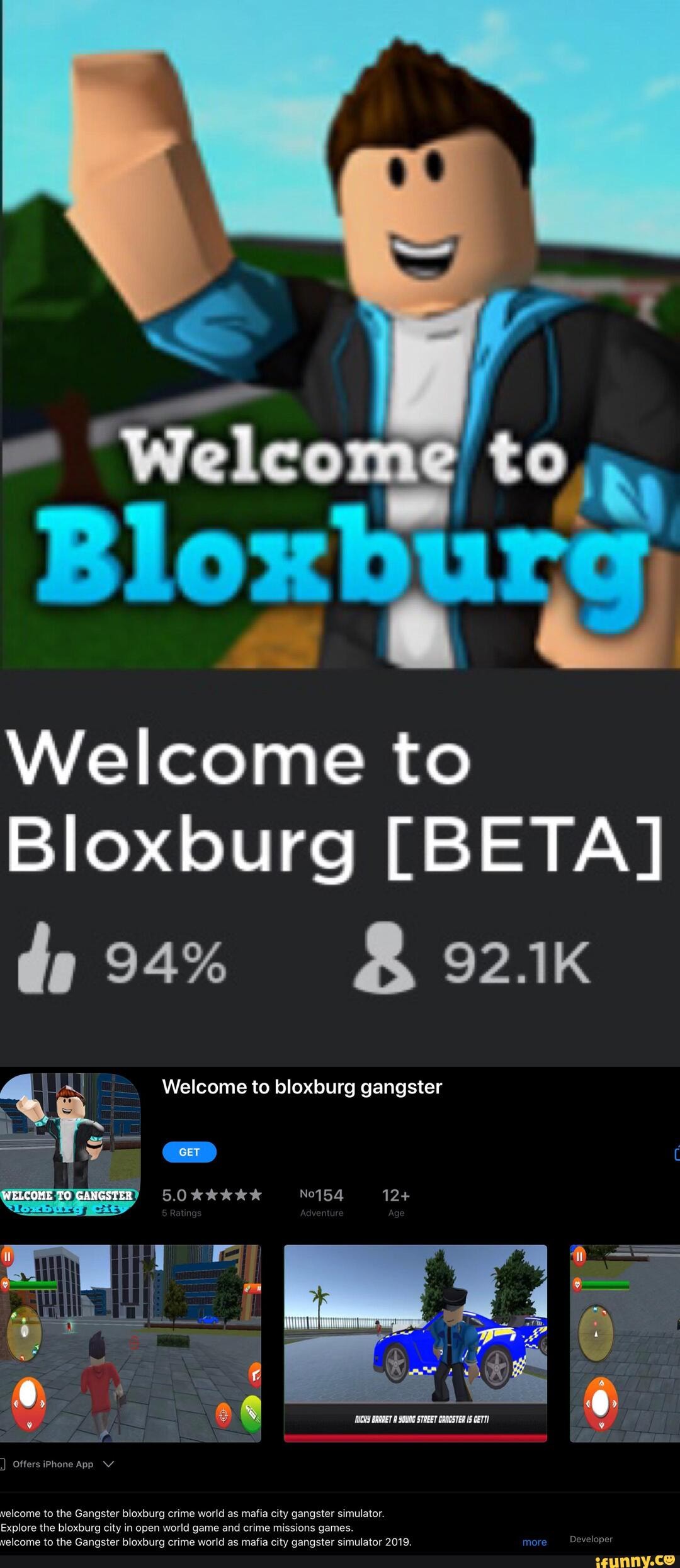 Welcome To Bloxburg Beta Welcome To Bloxburg Gangster Ifunny