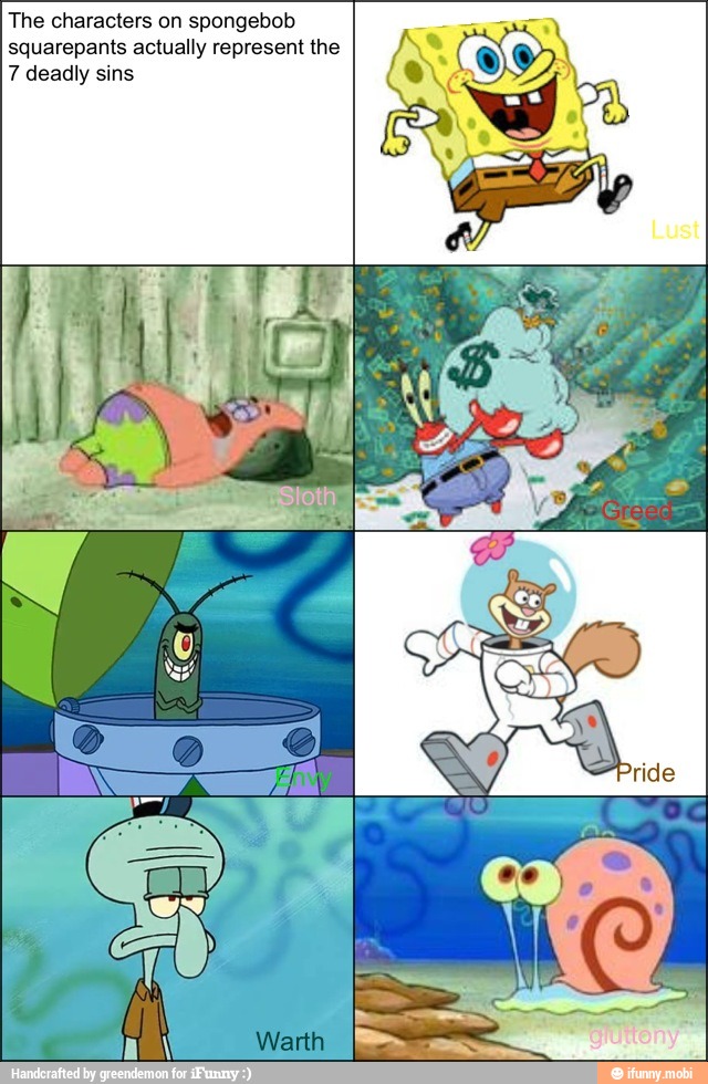 The characters on spongebob squarepants actually represent the 7 deadly ...