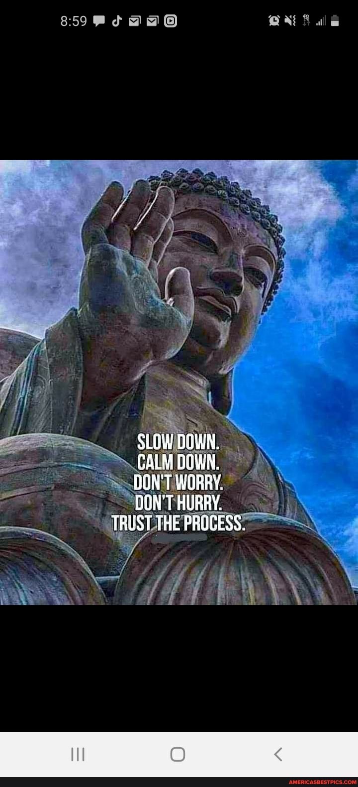 SLOW DOWN.
CALM DOWA.
DON'T WORRY.
OON'T HUARY.
TRUST THE PROCESS.