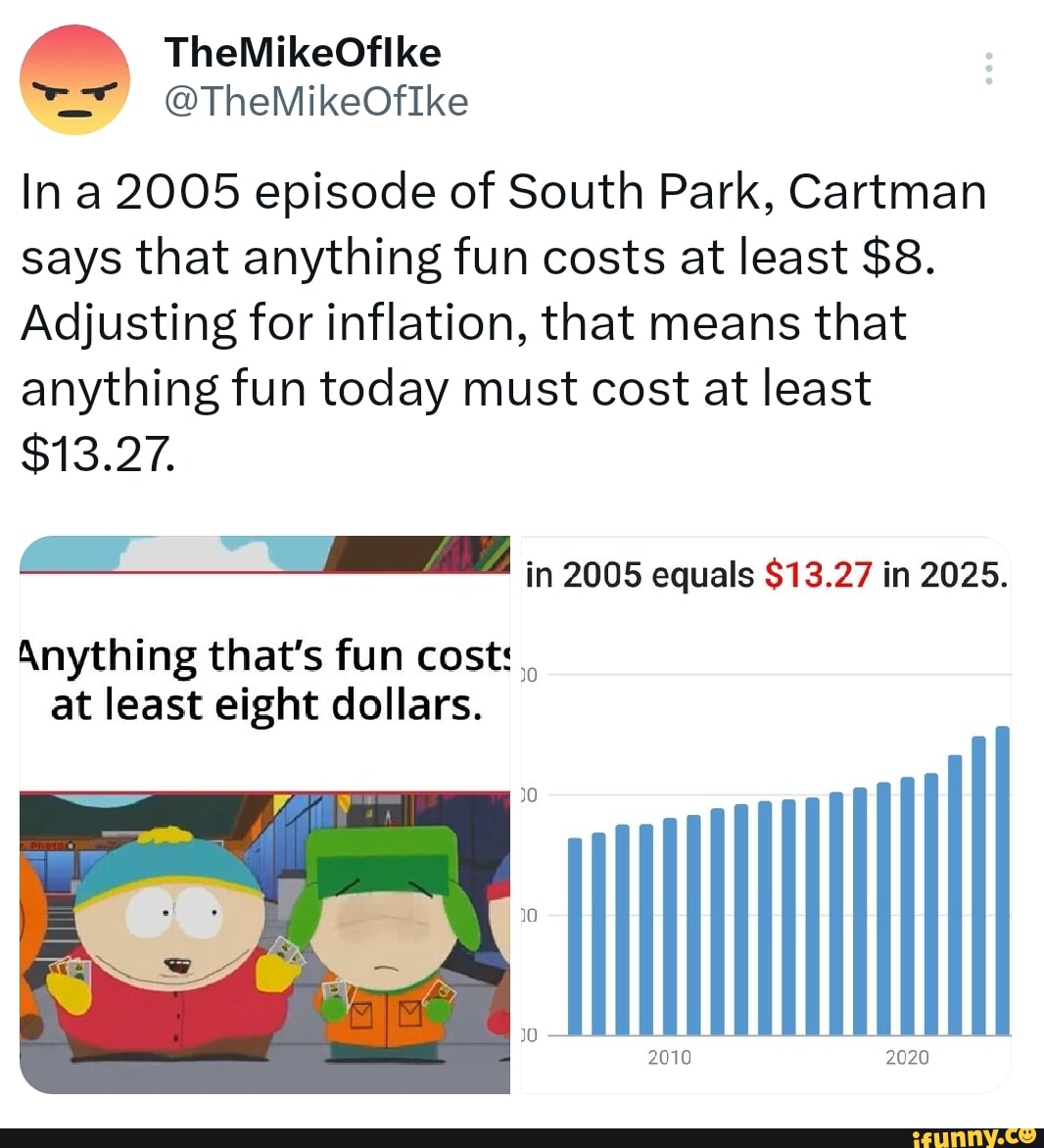 TheMikeOflike @TheMikeOfIke In a 2005 episode of South Park, Cartman ...