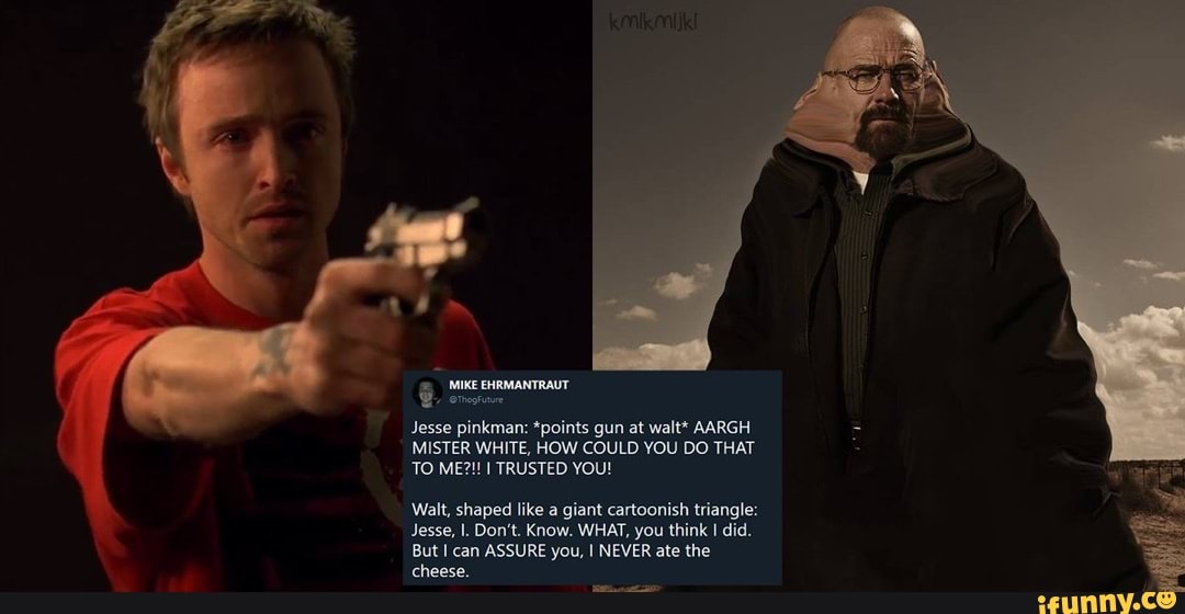 IMIKE EHRMANTRAUT Jesse pinkman: *points gun at walt* AARGH MISTER ...