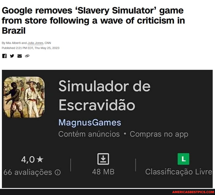 Google removes Slavery Simulator game from store following a