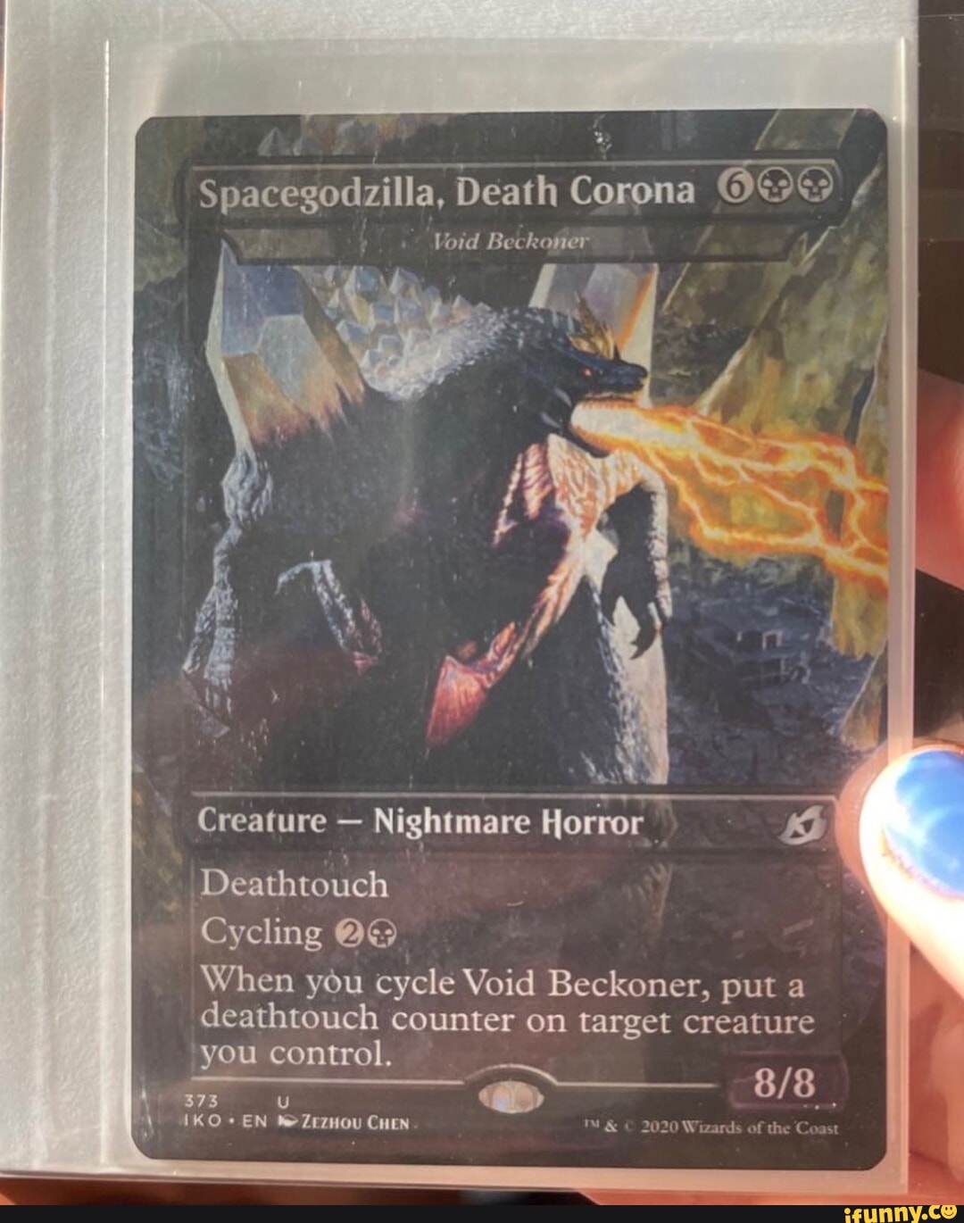 Spacegodzilla, Death Corona Void Re Creature - Nightmare Horror Deathtouch  Cycling When you cycle Void Beckoner, put