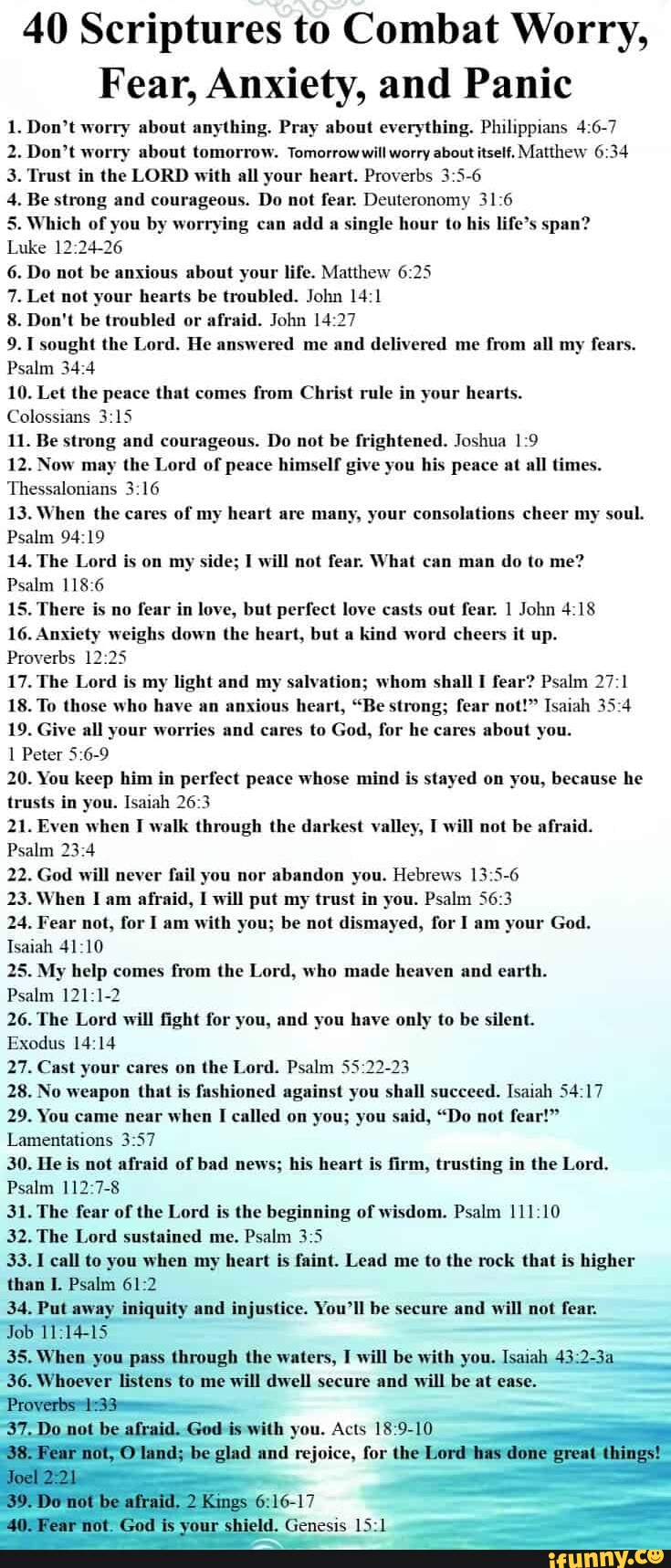 40 Scriptures To Combat Worry, Fear, Anxiety, And Panic Don't Worry ...