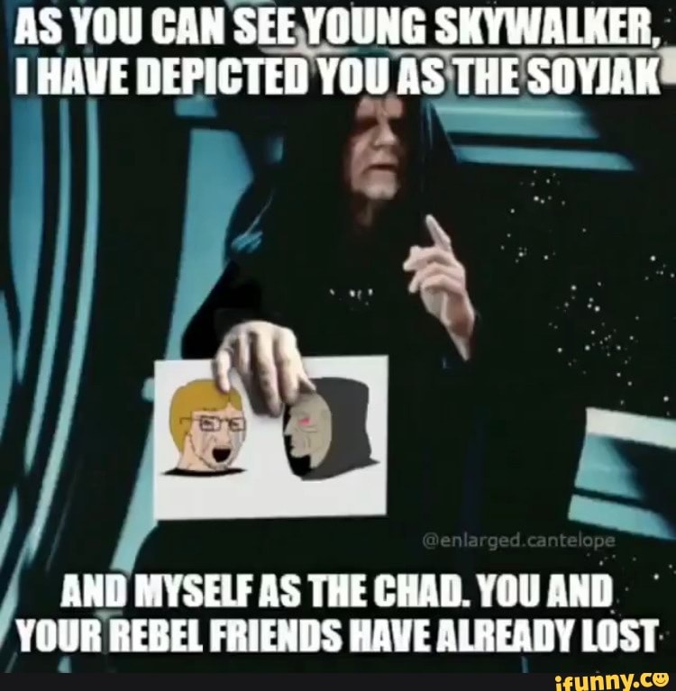 As You Can See Young Skywalker Have Depicted You As The Sowjak And Myself As The Chad You And Your Rebel Friends Have Already Lost