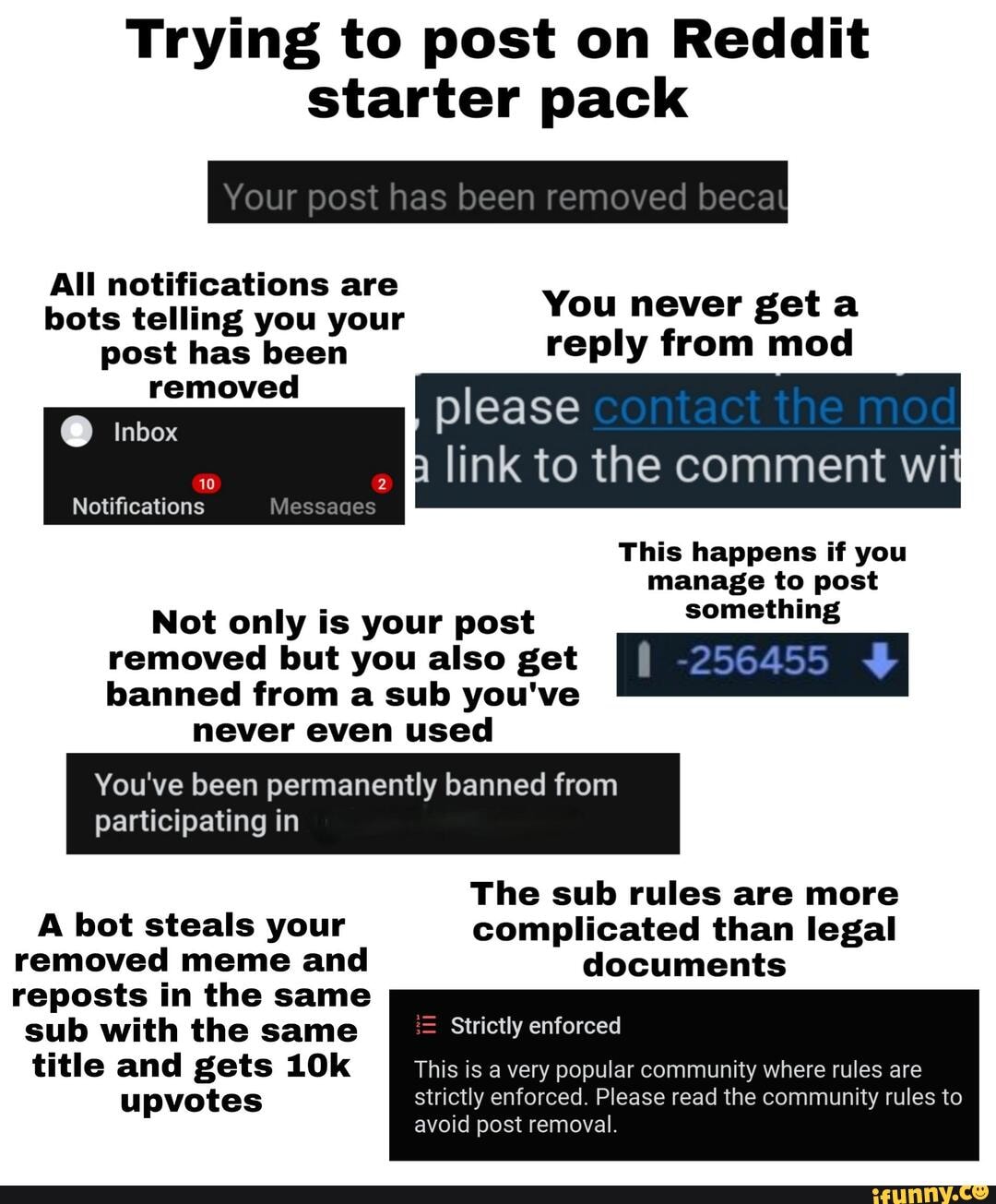 Trying to post on Reddit starter pack All notifications are bots