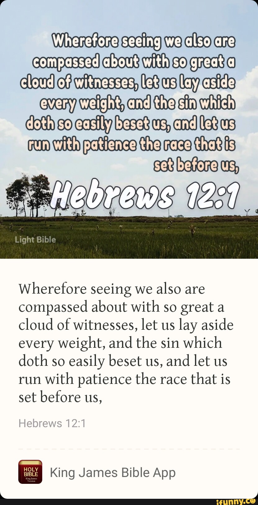 Wherefore seeing we also are compassed about with so great of us lay so