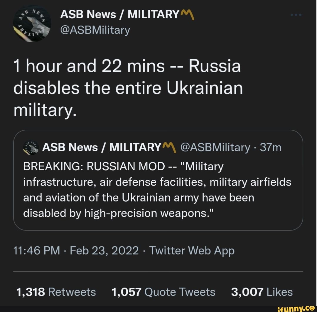 ASB News @ASBMilitary hour and 22 mins Russia disables the entire ...