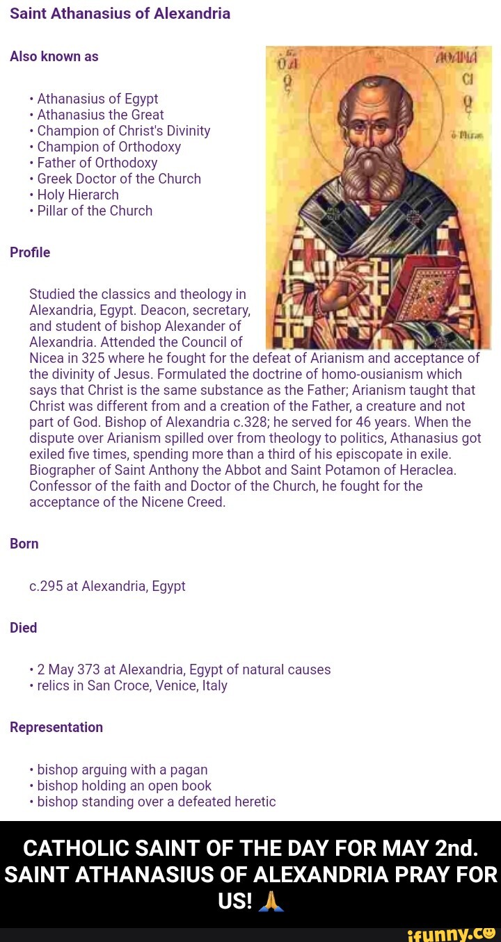 Saint Athanasius of Alexandria Also known as + Athanasius of Egypt ...