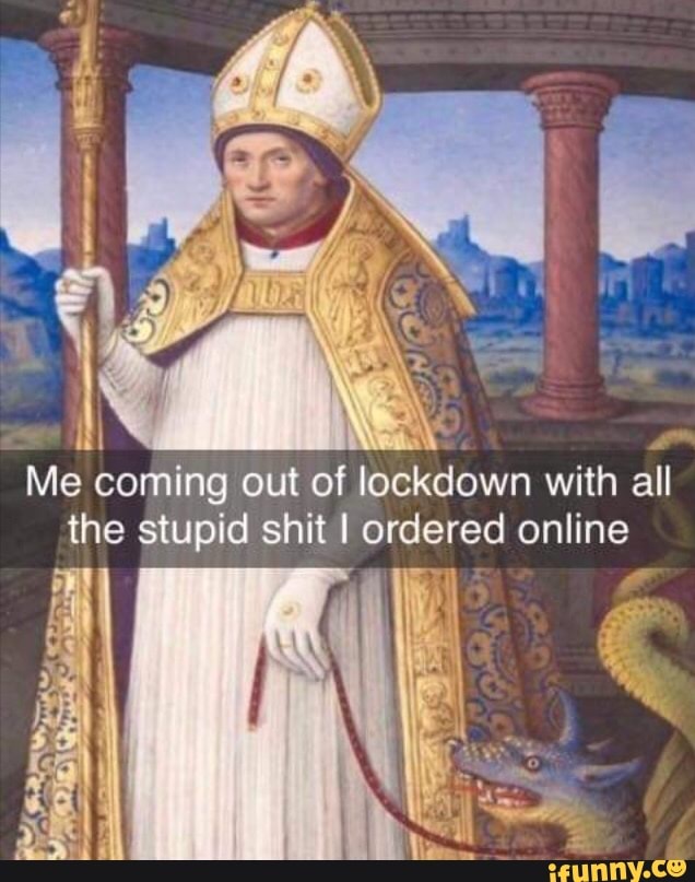Me coming out of lockdown with
the stupid shit I pidered online