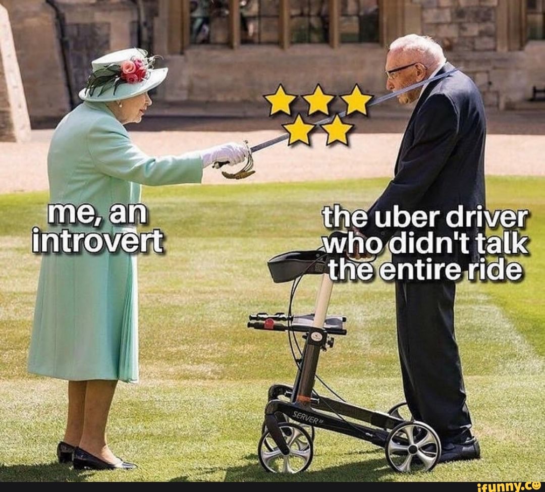 me, fl he uber driver
introvert whie didn't talk the entire ride