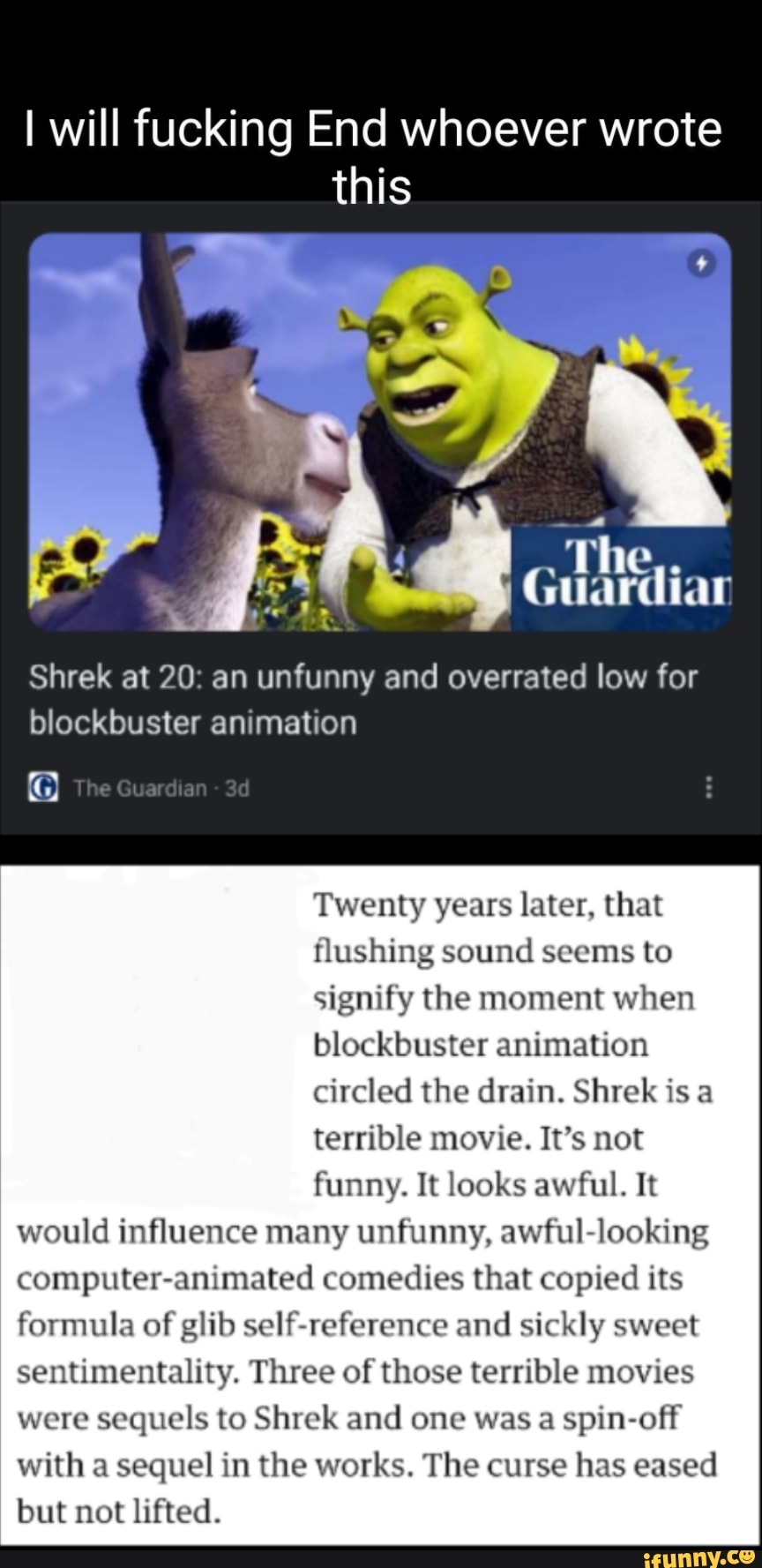 Shrekisbetterthanthosefreakinminions memes. Best Collection of funny ...