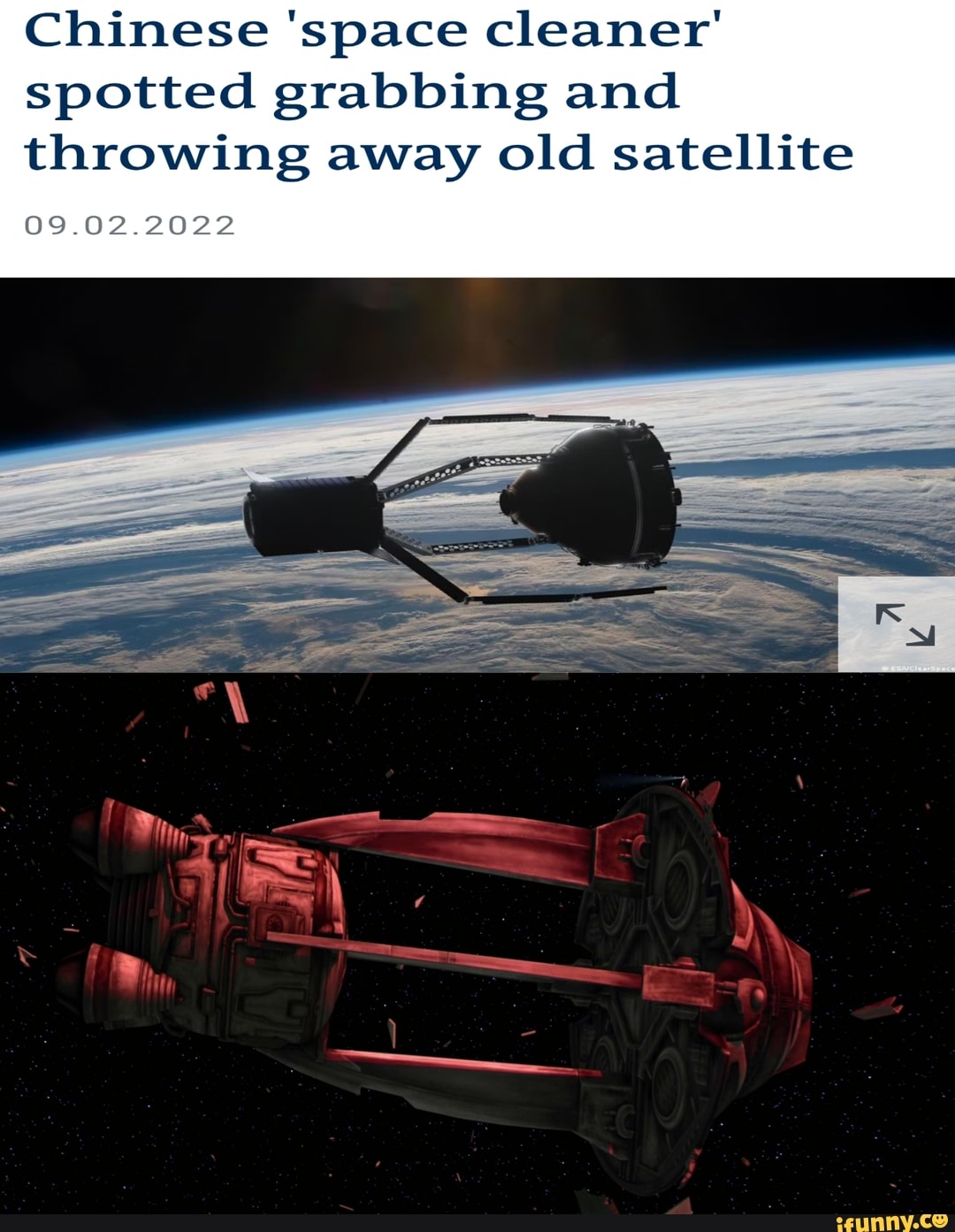 Chinese 'space cleaner' spotted grabbing and throwing away old