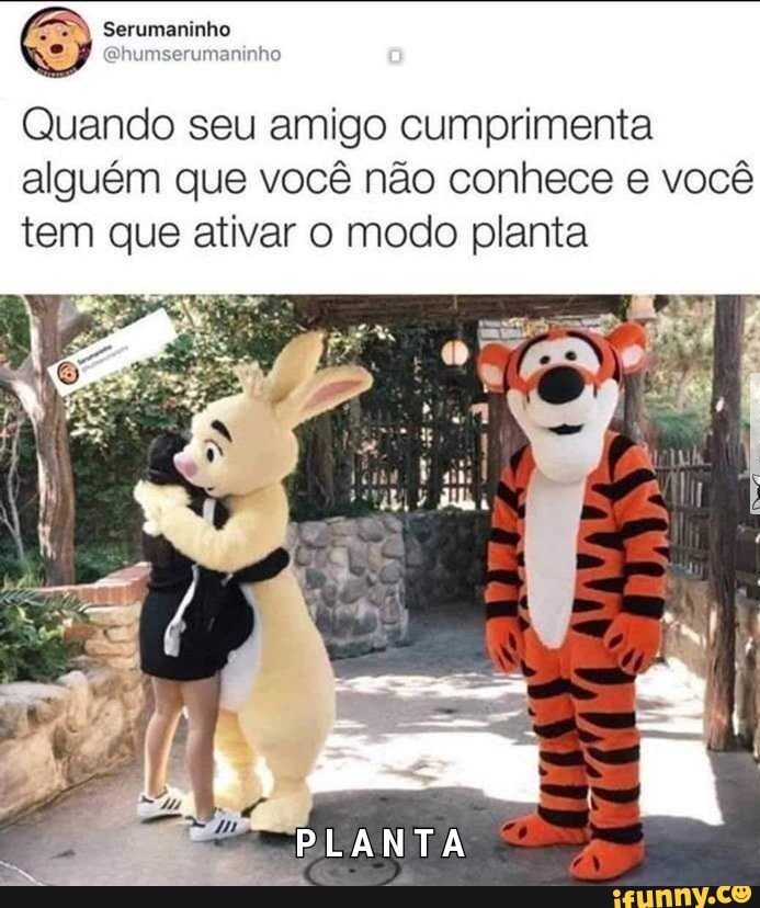 Quando seu amigo cumprimenta
alguém que você não conhece e você
tem que ativar o modo planta