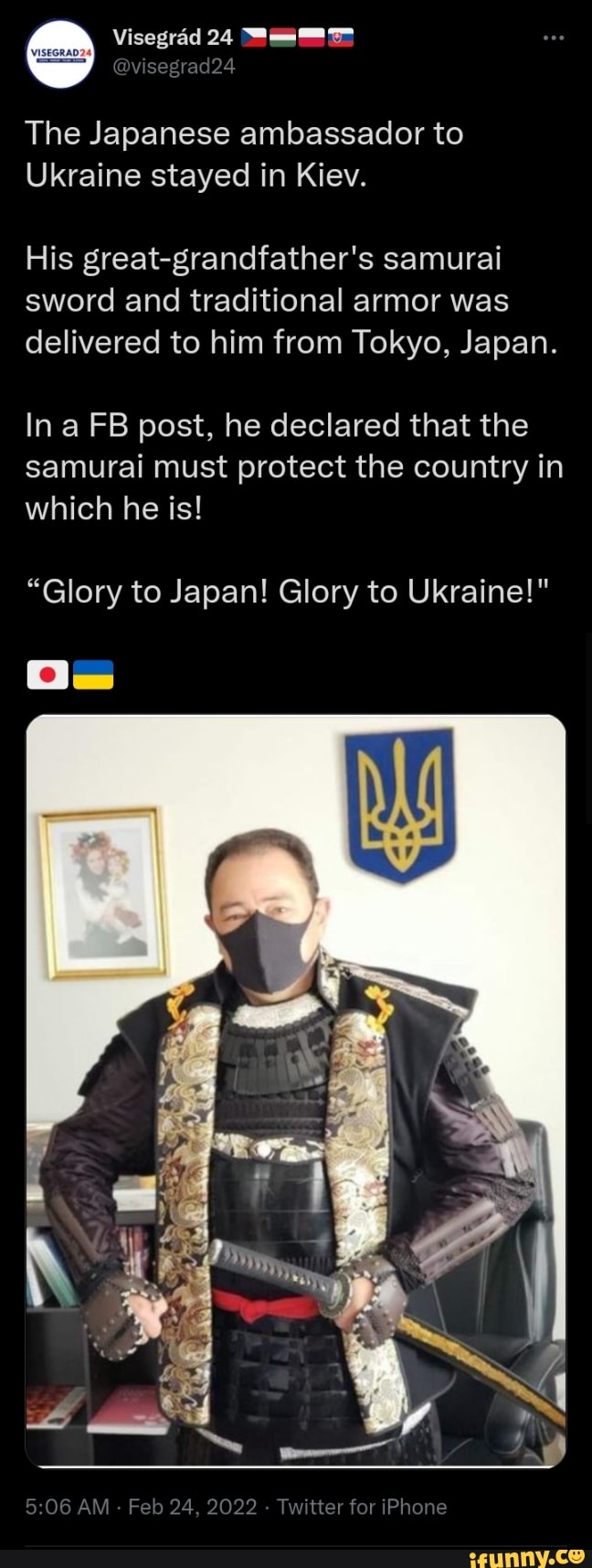 Visegrad 24 @visegrad24 The Japanese ambassador to Ukraine stayed in.