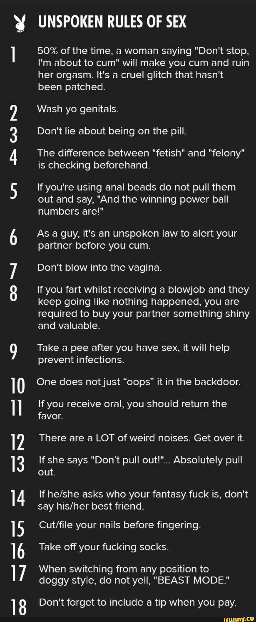 10 Is 14 18 UNSPOKEN RULES OF SEX 50% of the time, a woman saying