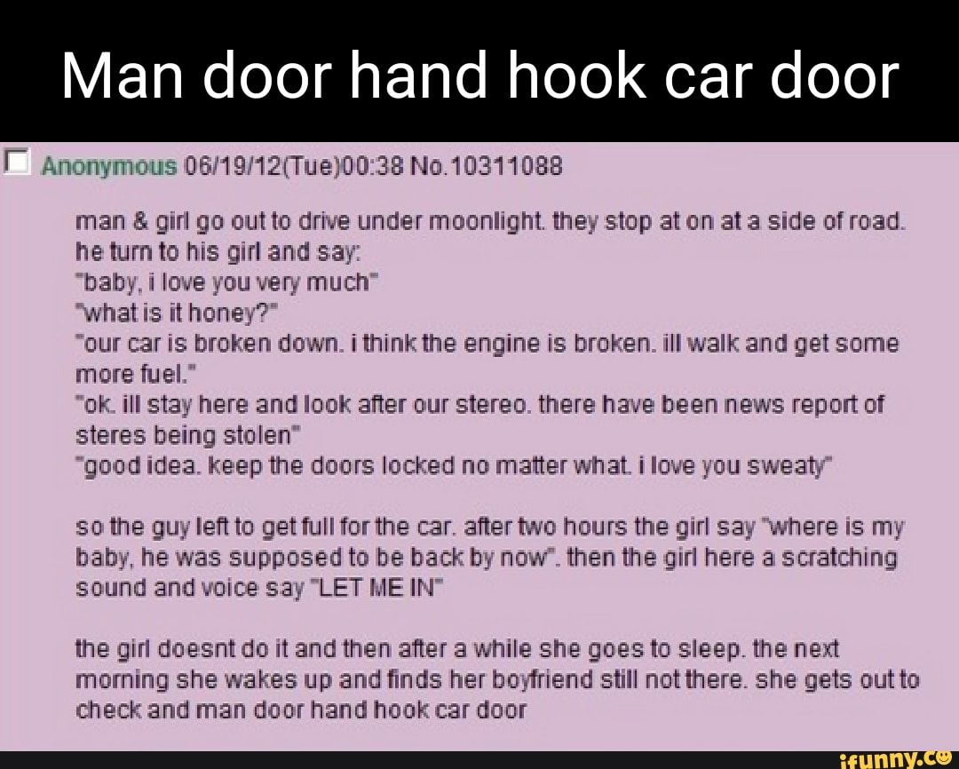 You would not believe your floor, Man Door Hand Hook Car Door