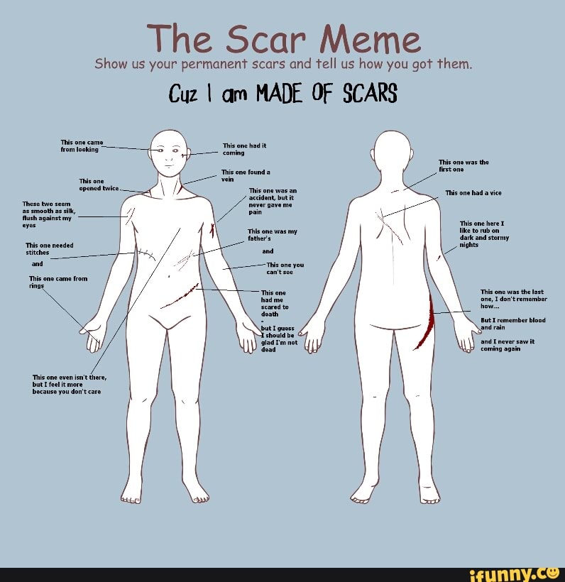 The Scar Meme Show your scars and tell us how you Them. I qm MADE OF SCARS - )