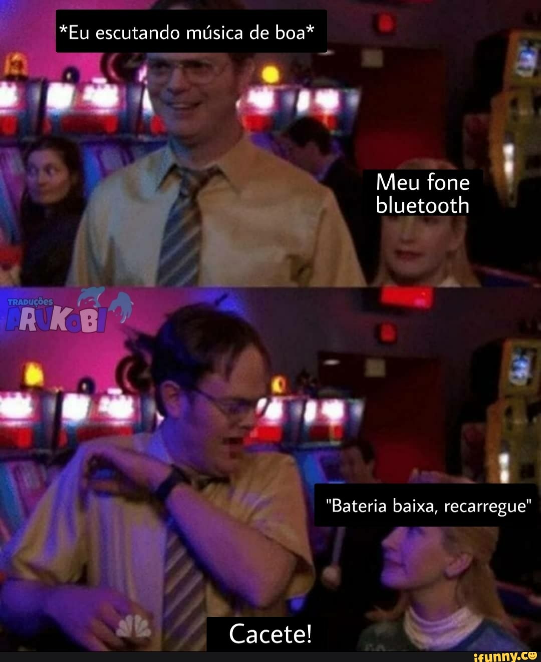 *Eu escutando música de boa*
Meu fone bluetooth
"Bateria baixa, recarregue"
Cacete!