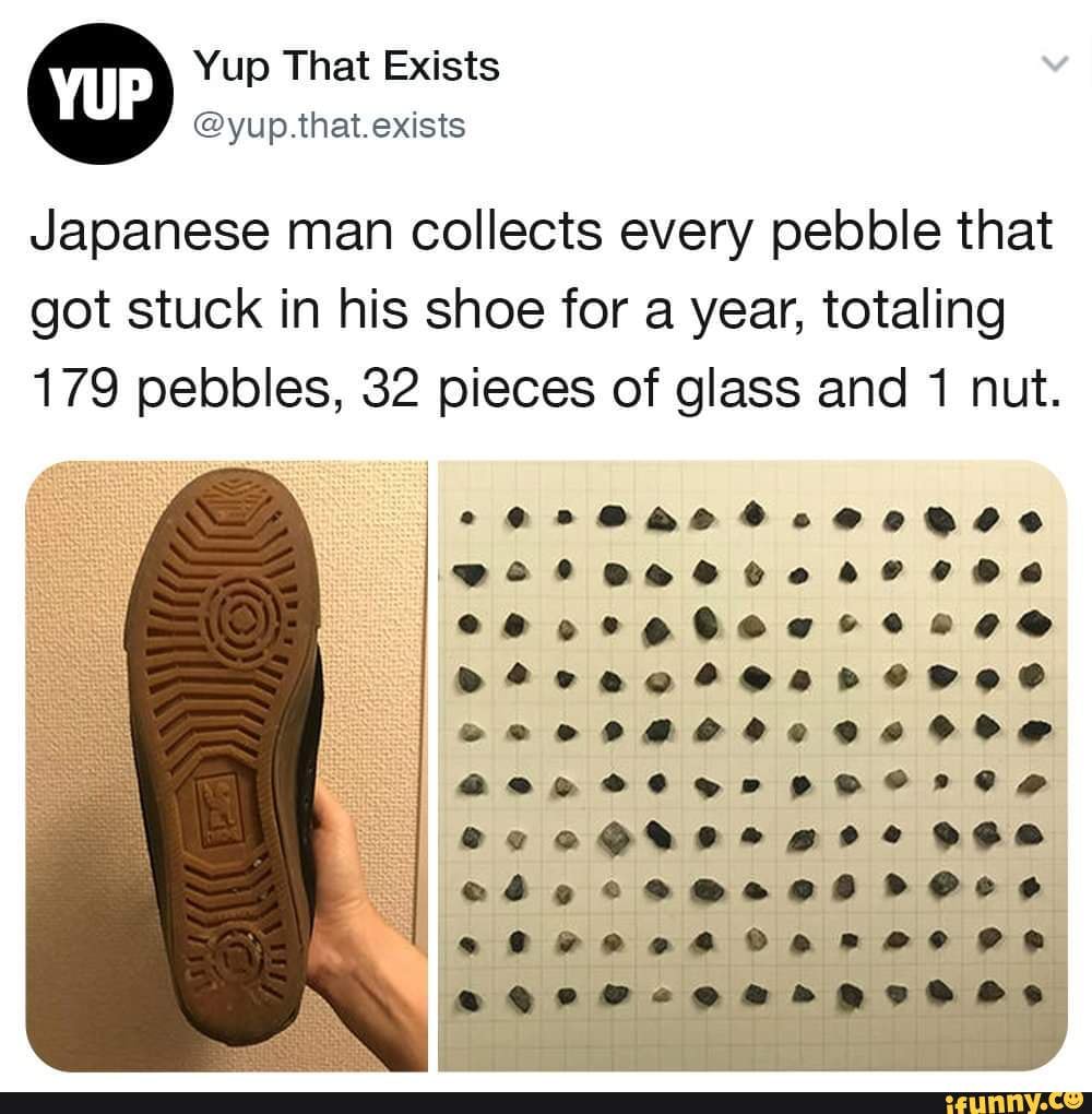 Yup That Exists om Japanese man collects every pebble that got stuck in