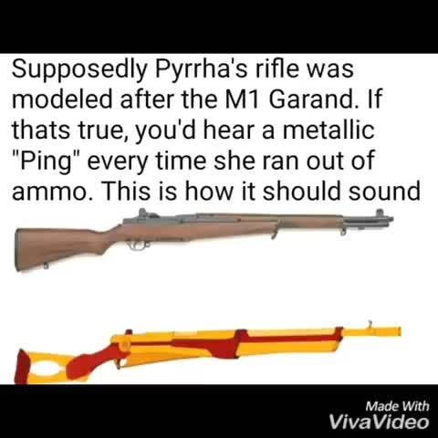 Jacob On Instagram Pyrrha S M1 Garand Supposedly Pyrrha S Riﬂe Was Modeled Afterthe M1 Garand If Thats True You D Hear A Metallic Ping Every Time She Ran Out Of Ammo This Is How