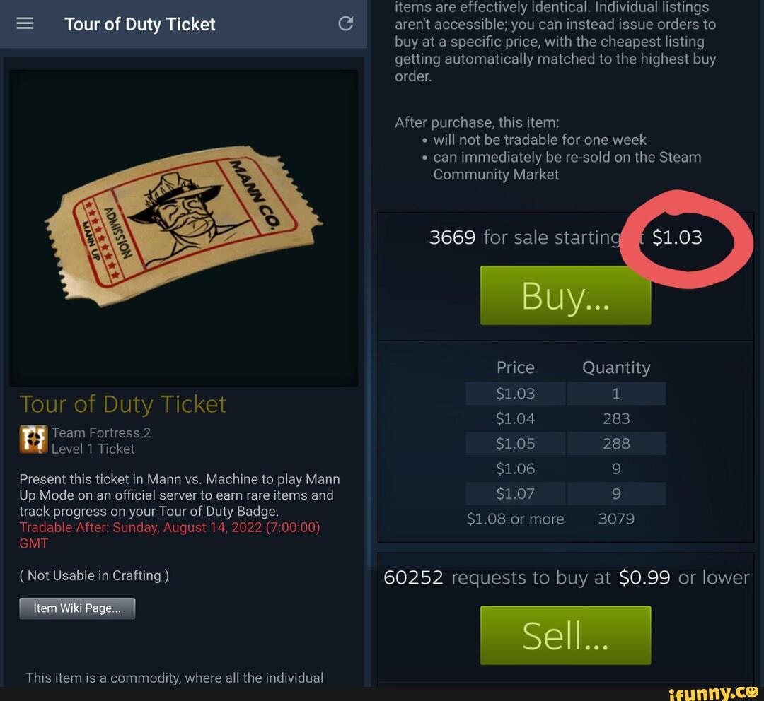 Tour Of Duty Ticket Team Fortress 2 Level 1 Ticket Present This Ticket 