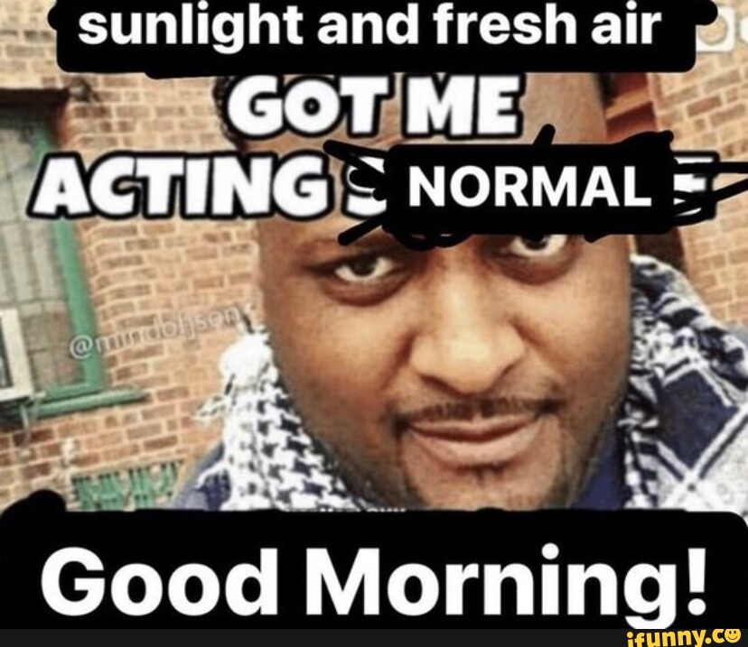 Me Acting Normal Sunlight and fresh air GOT ME ACTING - NORMAL = Good Morning! - iFunny