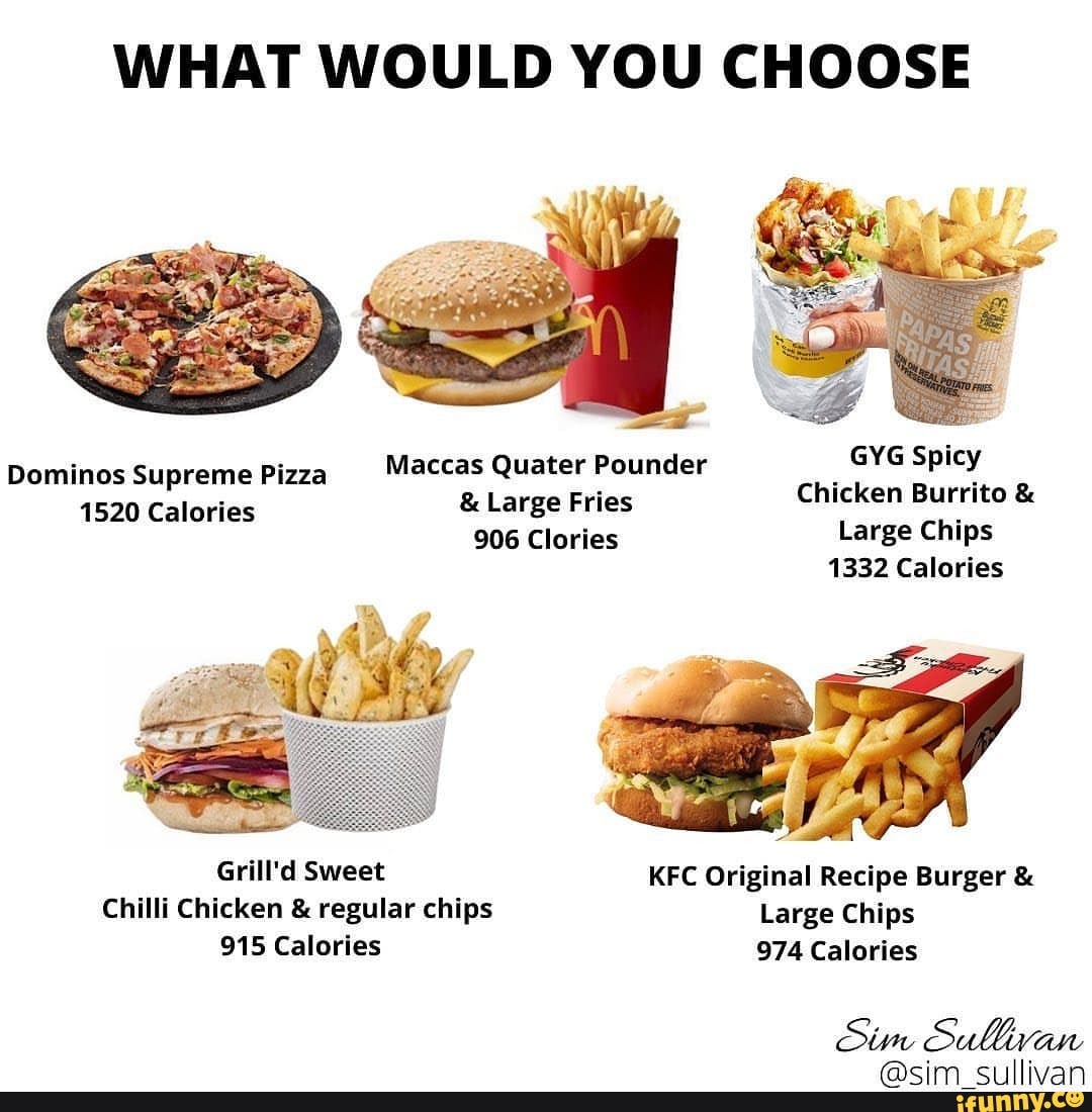 WHAT WOULD YOU CHOOSE Dominos Supreme Pizza Maccas Quater Pounder GYG