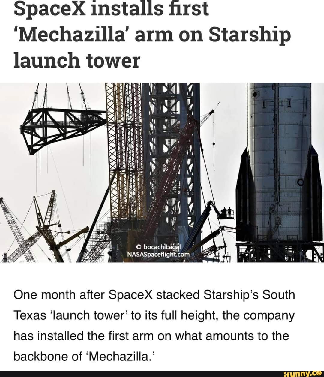 Spacex Installs Mechazilla Claw On Starship Launch To