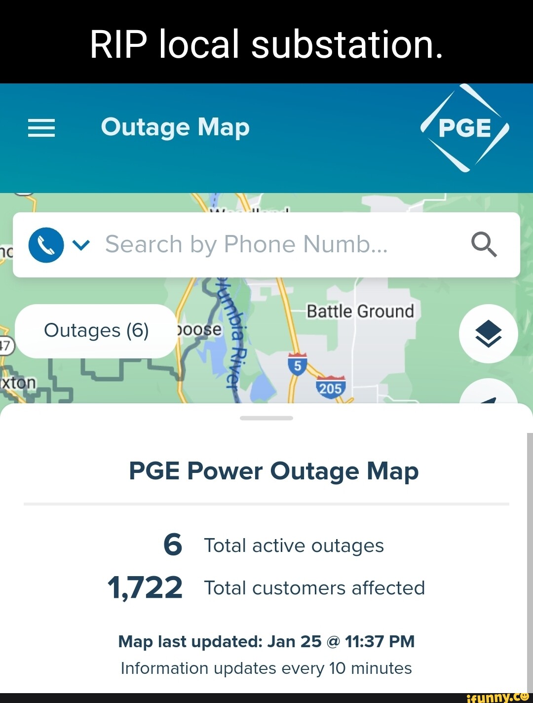 RIP local substation = Outage Map Search by Phone Numb... Q Battle