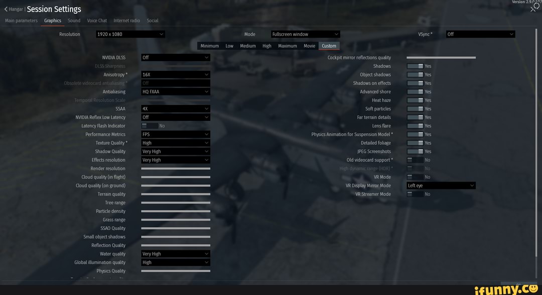 Tiangar I Session Settings Main Parameters Graphics Sound Voice Chat Internet Radio Resolution 19 X 1080