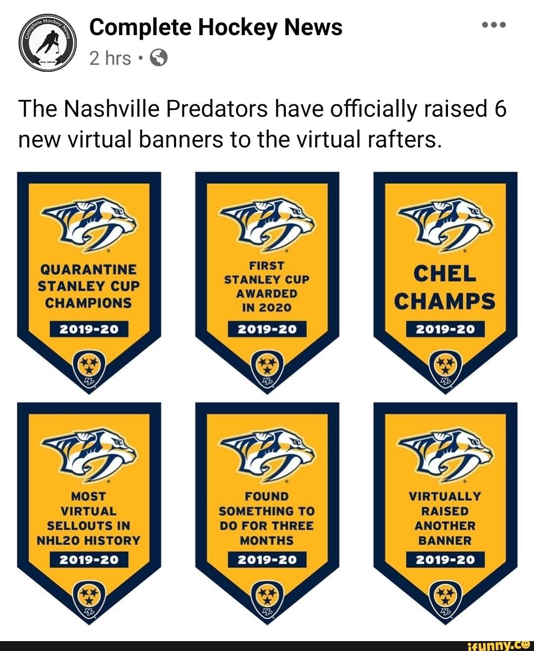 The Nashville Predators have officially raised 6 new virtual banners to the virtual rafters ...