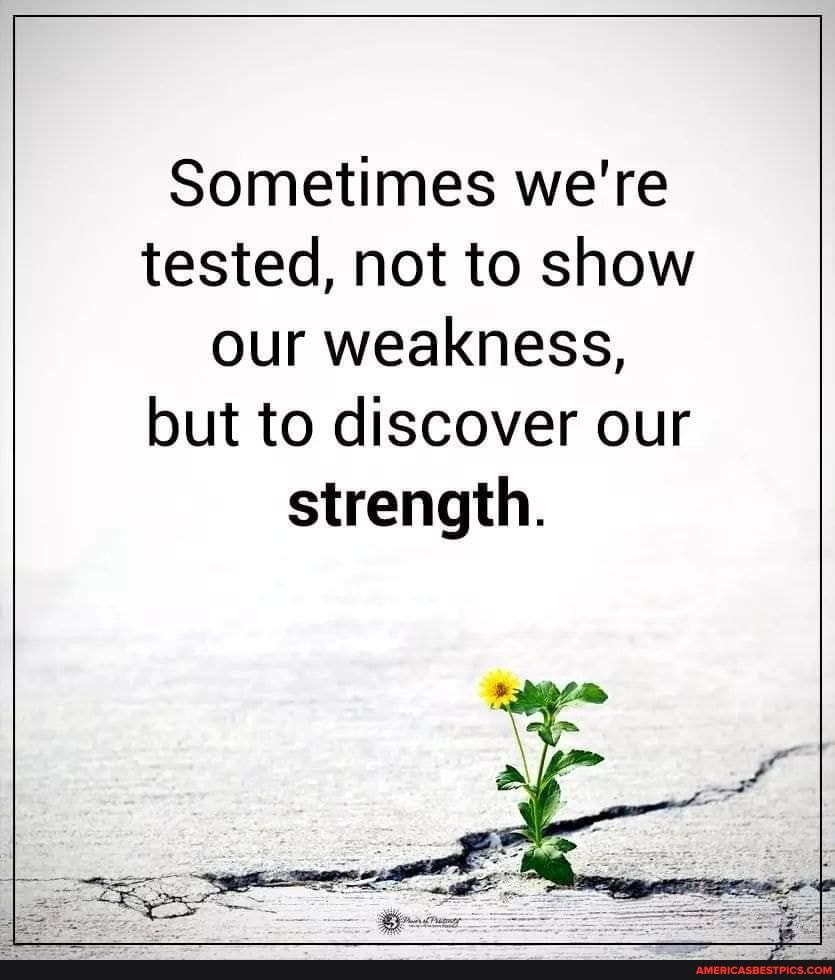 Sometimes we're tested, not to show our weakness, but to discover our strength.
