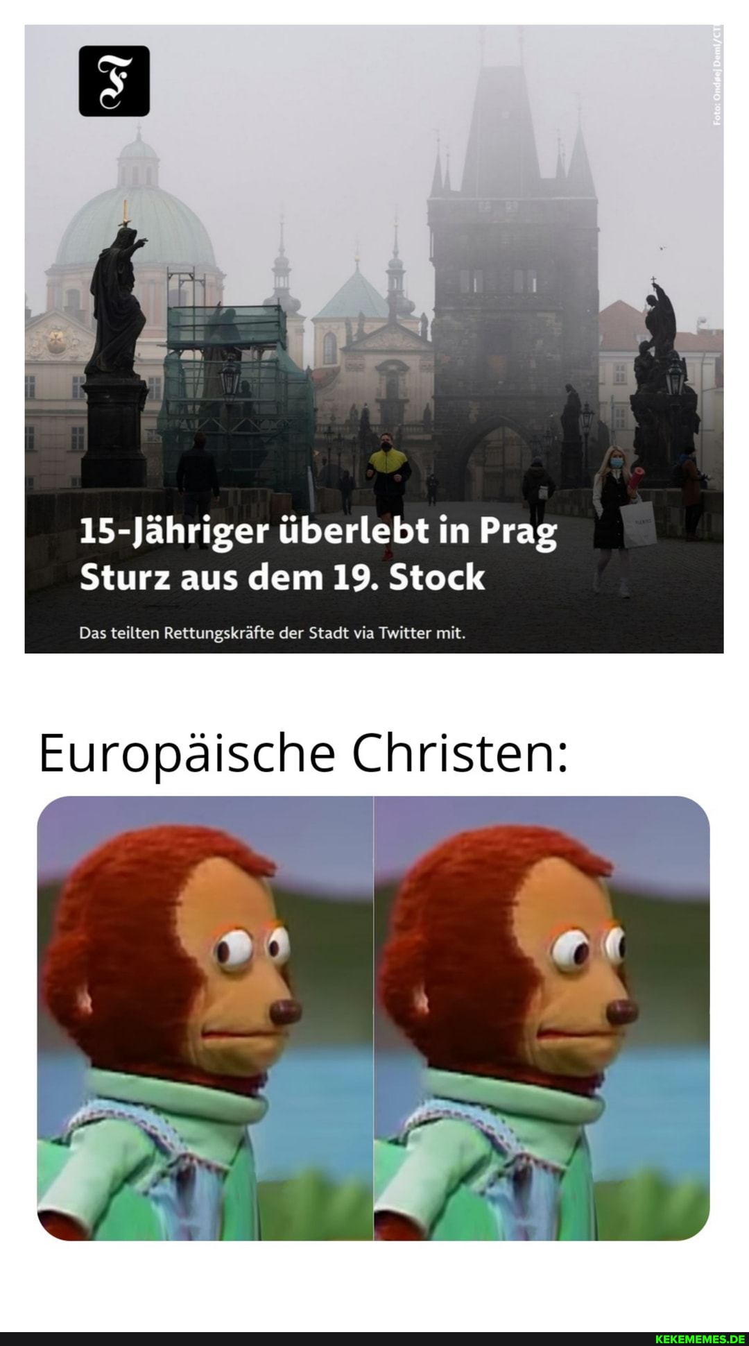 15-Jähriger überlebt in Prag
Sturz aus dem 19. Stock
Das teilten Rettungskräfte der Stadt via Twitter mit.
Europäische Christen: